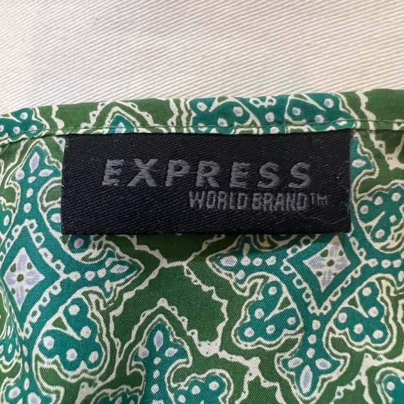 Express 100% Silk Ombré Beaded Wrap Skirt In Green Yellow Size 11/12 - Picture 7 of 11